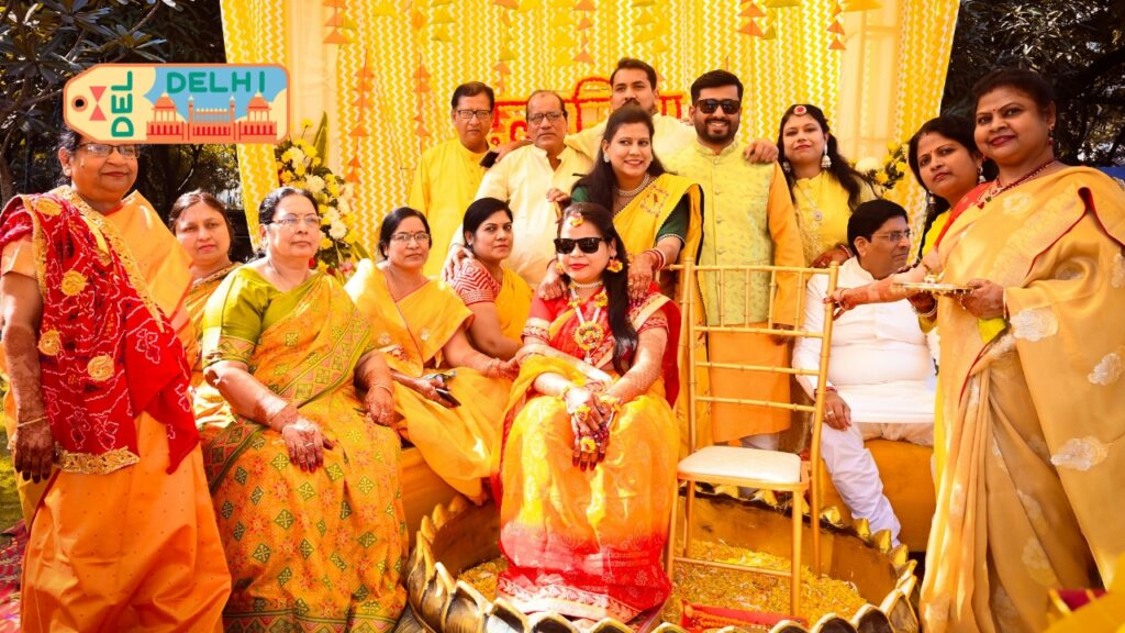 Floral Haldi Backdrop With Seating